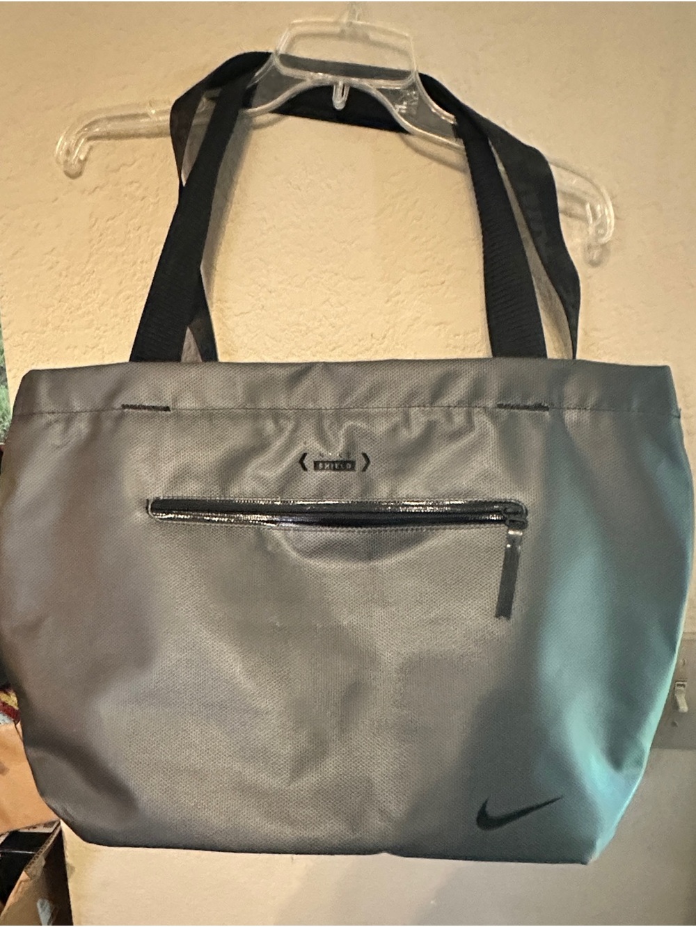 Nike Gray Shield weatherized Tote bag with Exterior Zip Pocket